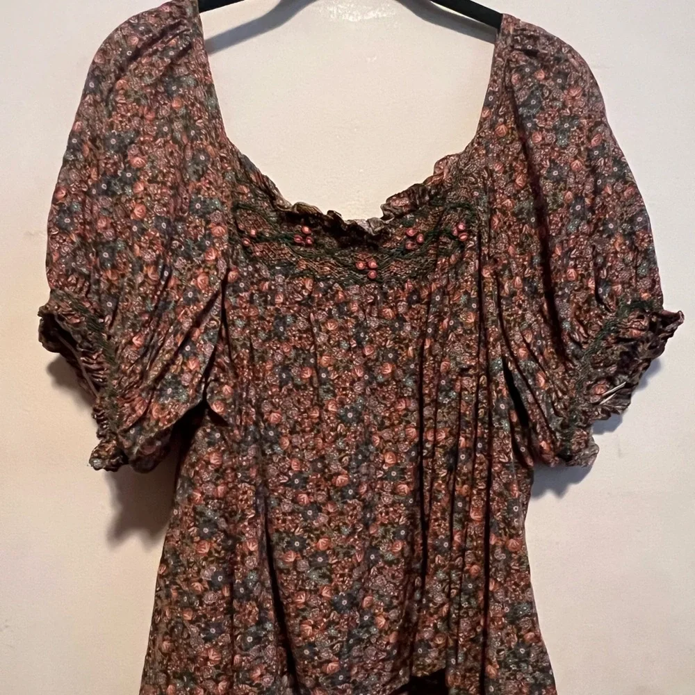 DOEN Elba Top in Yellow Laurel Canyon Rose Floral Print XL - Picture 11 of 12